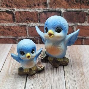 Blue Bird Momma & Baby Figurines